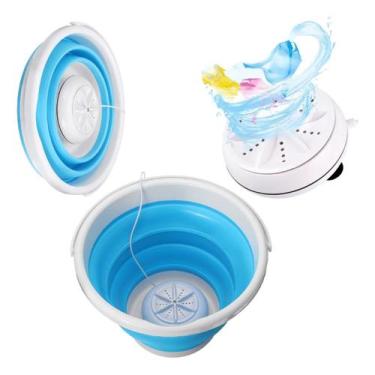 Imagem de Mini Maquina Lavar Usb Com Balde 5 Litros Retrátil Portátil - bigeterd