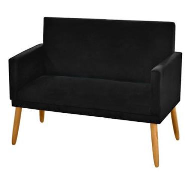 Imagem de Sofá Poltrona para Sala de Espera 2 Lugares Suede Preto - Maitê Moda C
