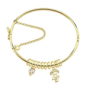 Imagem de Bracelete Filho com Coração e Elos Folheado a Ouro 18k - Fino - Maise 