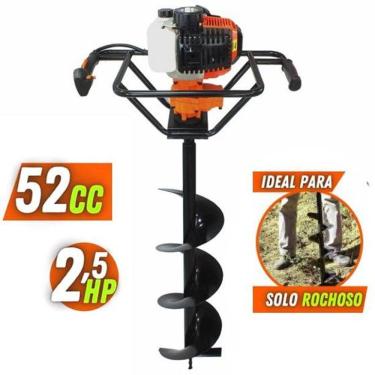 Imagem de Perfurador de Solo a Gasolina Vulcan Trent VPS 520 / VSP520 2T 52cc 2,5hp Broca 80x20cm p/ Cerca, Palanque e Estaca