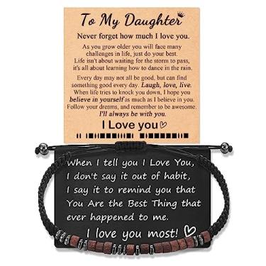 Imagem de Tarsus Pulseiras Código Morse com Cartão de Carteira Gravado, Presentes para Homens Mulheres Pai Marido Namorado Filha Aniversário Natal Dia dos Namorados, 10 inches, Aço inoxidável Madeira, Sem pedras preciosas