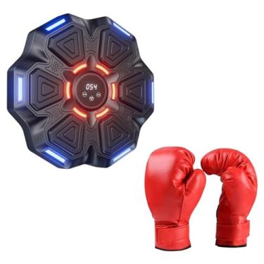 Imagem de UGPLM Máquina de boxe musical, com luvas infantis, saco de areia, montagem na parede, treinamento de foco, boxe eletrônico, alvo, treinador de boxe para, Preto