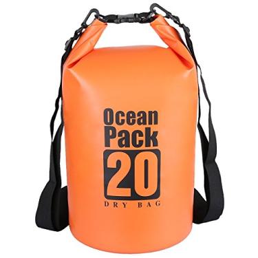 Imagem de Mochila impermeável Sportmusies 10L/20L/30L, mochila roll-top Keep Gear Dry para caiaque, rafting, barco, natação, acampamento, caminhada, pesca, 1-Orange/20 Liters, 20 Liters
