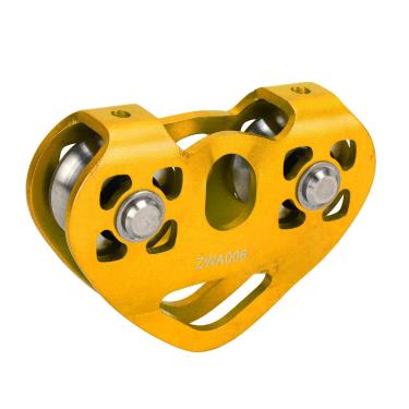 Imagem de Bloco de Polia Dupla, Polia de Slackline Com Kit de Polia de Cabo de Liga de Alumínio de Alta Resistência para Escalada (Ouro)