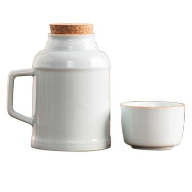 Imagem de Xícara De Chá De Cerâmica, Bule De Chá Grosso E Versátil E Copo De Caneca Com Rolha De Garrafa De Cortiça, Conjunto De Bule De Chá Pequeno Para Escritório Doméstico(White)