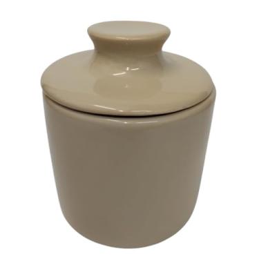 Imagem de Lumes Decorações - Manteigueira Francesa de Cerâmica Premium Resistente - Design Sofisticado, Fácil de Limpar, Ideal para Ocasiões Especiais. (Areia, Médio)