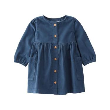 Imagem de little planet by carter's Vestido para bebês meninas feito com algodão orgânico, Azul escuro, Recém Nascido