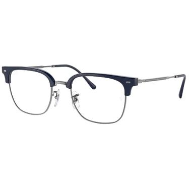 Imagem de Ray-Ban RX7216 Conjunto de óculos: RX 7216 8210 Novo Clubmaster Blue On Gunmeta e kit de limpeza de óculos, Novo Clubmaster Blue em Gunmeta, 51 mm