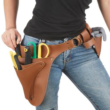 Imagem de ROSNIFF Cinto de Couro para Ferramentas de Jardim para Mulheres e Homens- Avental de Cinto Utilitário para Jardinagem, Faça Você Mesmo, Florista e Carpinteiro- Bolsa de Coldre Orga (Grande)