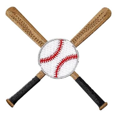 Imagem de Patch para taco de beisebol - aplique de taco de beisebol esportivo bordado, aplique de softball, aplique de transferência, aplique de ferro na costura para roupas, jeans, chapéu, mochilas, roupas,