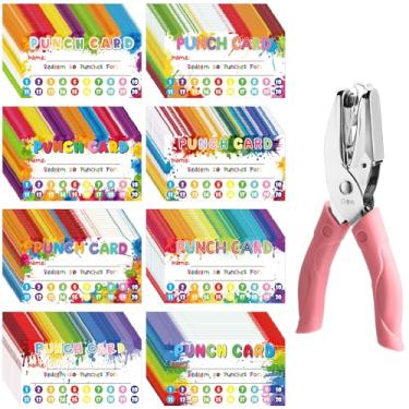 Imagem de Fumete 200 cartões perfuradores de recompensa com furador, cartão de recompensa de incentivo de fidelidade de 8,9 x 5 cm para sala de aula, casa, material escolar, estudantes, professores, crianças, 8