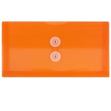 Imagem de JAM PAPER Envelopes de plástico com fecho de botão e cordão de amarrar - #10 Livreto de negócios - 13 x 25 cm - Laranja - 3/pacote