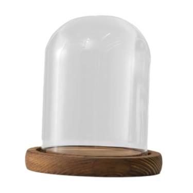 Imagem de WeiLaiKeQi Cúpula de vidro cloche bell jar mesa expositor versátil com base de madeira diâmetro 9cm para bugigangas lembranças acessórios, Style a
