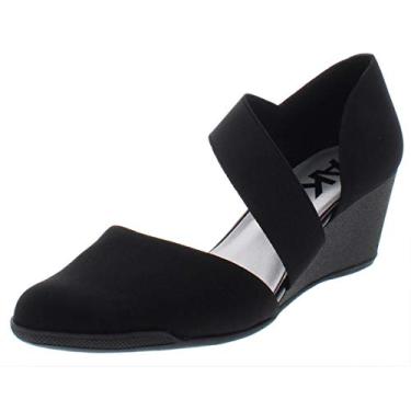 Imagem de Anne Klein Sapato feminino Tara Wedge Pump, Tecido preto/multielástico, 39