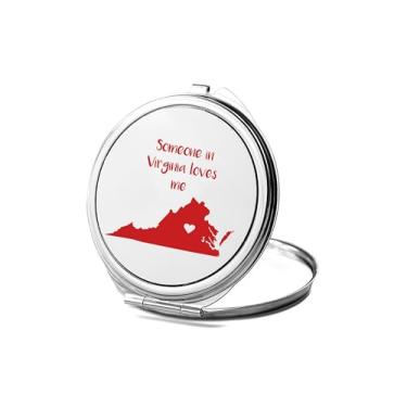 Imagem de SpreadPassion Someone in Virginia Loves Me Espelho compacto, espelho fotográfico, espelho de maquiagem de viagem pequeno espelho portátil, espelho de bolso portátil, ideia de aniversário (1, redondo)