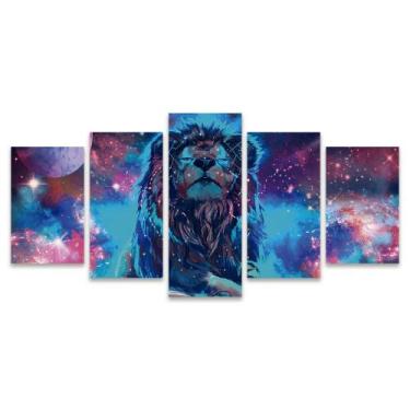 Imagem de Quadro Mosaico Decorativo Leão Astrologia Constelação Tons De Roxo Gal