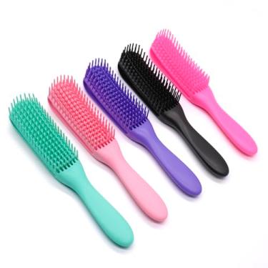 Imagem de Escova Polvo Pente De Cabelo Enrolado Cachos Cacheado Desembaraçar (Rosa Claro)