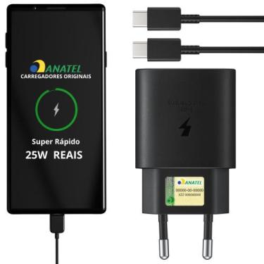 Imagem de carregador original samsung turbo 25w s24 s23 s22 s21 s20 s20fe s8 s9 
