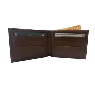Imagem de Carteira Masculina em Couro Legítimo, 6 Compartimentos para Cartões, 1 para Notas, Presente Masculino, Carteira para Presente (Marrom)