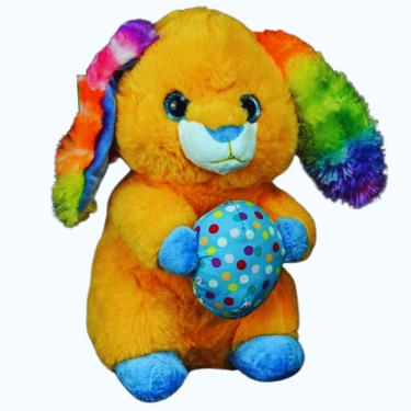 Imagem de Brinquedo Pelucia Coelhinho da Pascoa Laranja 25cm para Criança Presente Decoração