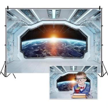 Imagem de TTQYFNM Fundo interior de nave espacial de 3 x 2,4 m, futurista, ficção científica, cenário, cabine, astronomia, universo, galáxia, estação espacial sideral para decoração de festa temática, adereços