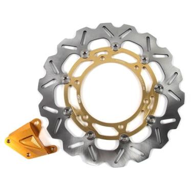 Imagem de 1 peça de rotor de disco de freio dianteiro flutuante grande compatível com Kawasaki Ninja 250R EX250J 2008-2012, peças de acessórios de motocicleta douradas