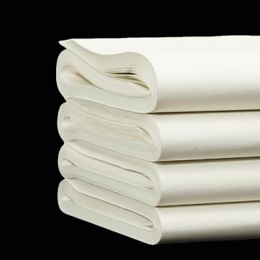 Imagem de KYMY Papel de caligrafia chinês/japonês, 100 peças, papel sumi/papel de arroz para prática de desenho de pintura, pintura chinesa, papel Xuan 34 x 34 cm (13,38 x 13,38 polegadas), Shu (ripo) Xuan