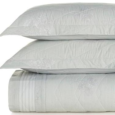 Imagem de Jogo de Colcha Casal Karsten Percal 200 Fios 100% Algodão Estampado Cama Dobra Feita Luxo 3 Peças (Dalia - Listras)