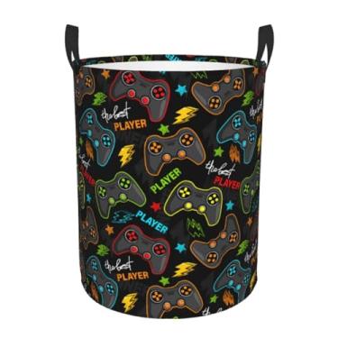 Imagem de Gbuzozie Cesto redondo para controle de videogame, joysticks para jogos, cesta de armazenamento, brinquedos, organizador de roupas, para casa, banheiro, quarto, dormitório, berçário, 62 l