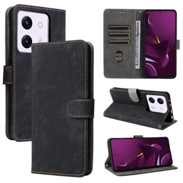 Imagem de Capa compatível com Redmi Note 14 5G, compatível com Xiaomi Poco M7 Pro 5G, couro PU, capa flip preta