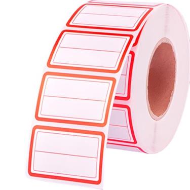 Imagem de HARMONYDENT 1000 peças/rolo de etiqueta de nome de medicamento moldura vermelha, 2 linhas, etiquetas de lembrete de instruções veterinárias, etiquetas adesivas para garrafa de recipiente