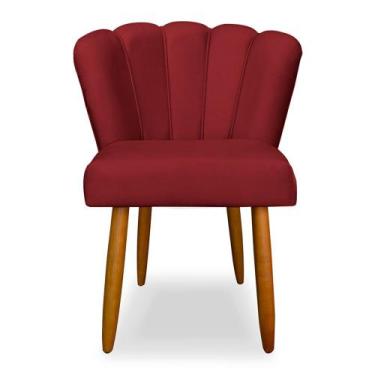 Imagem de Cadeira de Jantar Pétala Estofada Pés Palito Veludo Vermelho - Montana