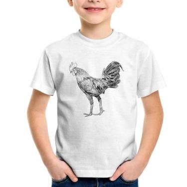 Imagem de Camiseta Infantil Galo Desenho - Foca na Moda, Branco, 2