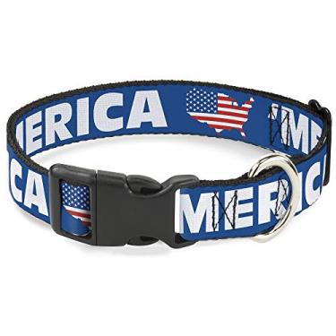 Imagem de Buckle-Down PC-W30028-L/USA Silhueta Azul/Branco/Bandeira dos EUA Colarinho com clipe de plástico, Grande/38-66 cm