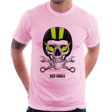 Imagem de Camiseta Old Skull Motorcycle - Foca na Moda, Rosa bebê, GGG