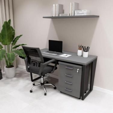 Imagem de Mesa Escrivaninha Industrial 135cm c/ Gaveteiro 4 Gavetas F5 - F5 Offi