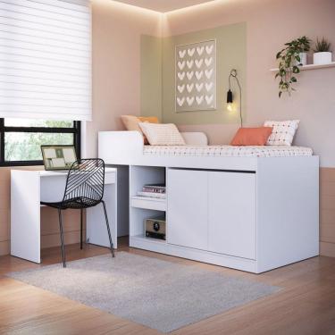 Imagem de Cama Solteiro Multifuncional Jamaica 2 Portas 1 Gaveta Branco - Art In Móveis
