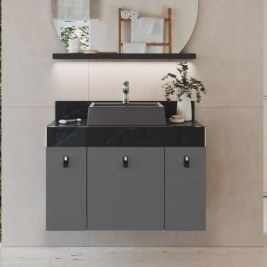 Imagem de Gabinete de Banheiro Toucador Nicole 80 Tampo