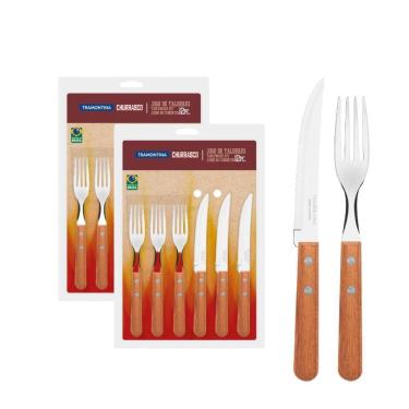 Imagem de Faqueiro Tramontina Cabo De Madeira Inox 24 Peças Dynamic