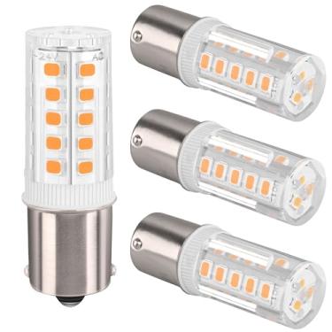Imagem de HRYSPN 4 peças BA15S lâmpada LED p21w 12V 24V, 1141 lâmpada LED baioneta base de contato único para trailer trailer trailer barco porta-malas luzes, branco quente 3000K