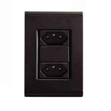 Imagem de Conjunto Tomada Dupla 10A Grafite 57173/065 Tramontina Liz