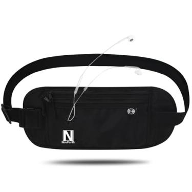 Imagem de NovForth Cinto para dinheiro de viagem com RFID – Bolsa antifurto para passaporte com grande capacidade, pochete impermeável para homens e mulheres, carteira de cintura ajustável para segurança em