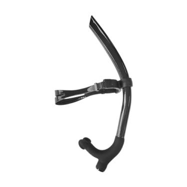 Imagem de menolana Treinamento de natação Snorkel Centro frontal montado adultos ajustáveis ​​Snorkeling Bocal de silicone de grau de alimentos de válvula de válvula, Preto