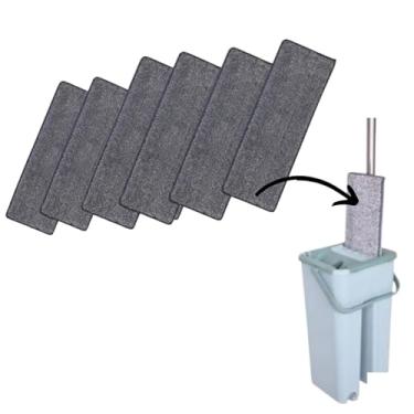 Imagem de Kit 6 Unidades Refil Rodo Magico FLAT MOP Esfregão Com Reservatorio Rodo De Limpeza Piso