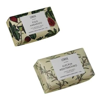 Imagem de Lenvie Kit 2 Sabonetes em Barra, Alecrim Mediterrâneo e Figo Ambarado, Vegetal Hidratante com Manteiga Karité