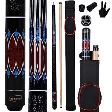 Imagem de Ray speed Bastão de taco de sinuca com eixo de deflexão baixa com estojo rígido de 540 a 590 ml bastão de sinuca profissional (vermelho + azul, 590 g)