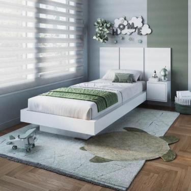 Imagem de Cama Solteiro com Cabeceira 122cm e Mesa Cabeceira Suspensa - Art In Q