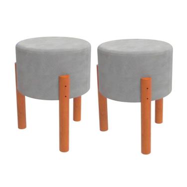 Imagem de Kit 2 Banquinho Redondo Estofado Reforçado Banqueta Puff