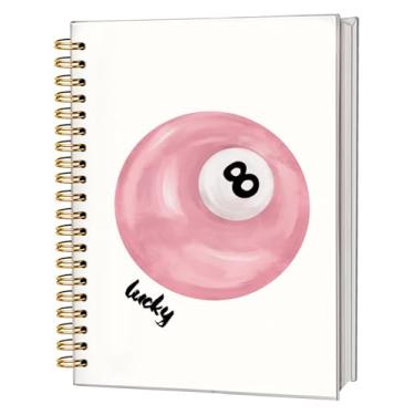 Imagem de FLVGE Caderno espiral rosa, diário moderno e moderno, caderno feminino, caderno de capa dura com 8 bolas da sorte para adolescentes, estudantes, professores, escritório, material escolar, 14 x 21 cm