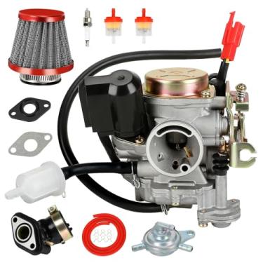 Imagem de EOPOAYI GY6 Carburador 50cc para Tao tao 50cc 49cc ATM50 Pony Scooter VIP Chinês 4 Tempos, PD18J 139QMB Carb para CY50 Thunder Roketa Jonway Lance Peças com filtro de ar coletor de admissão